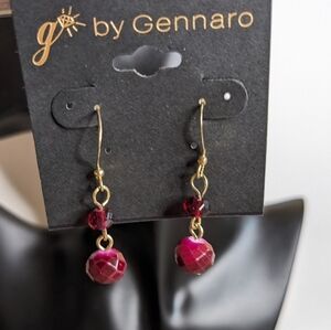 g‎ by Gennaro Gold Tone Magenta Dangle Earrings